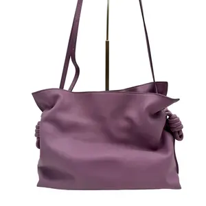 Pre-owned Loewe Soft Purple Leather Knot Detail Tote Bag Minimalist Luxury Designer Shoulder Purse