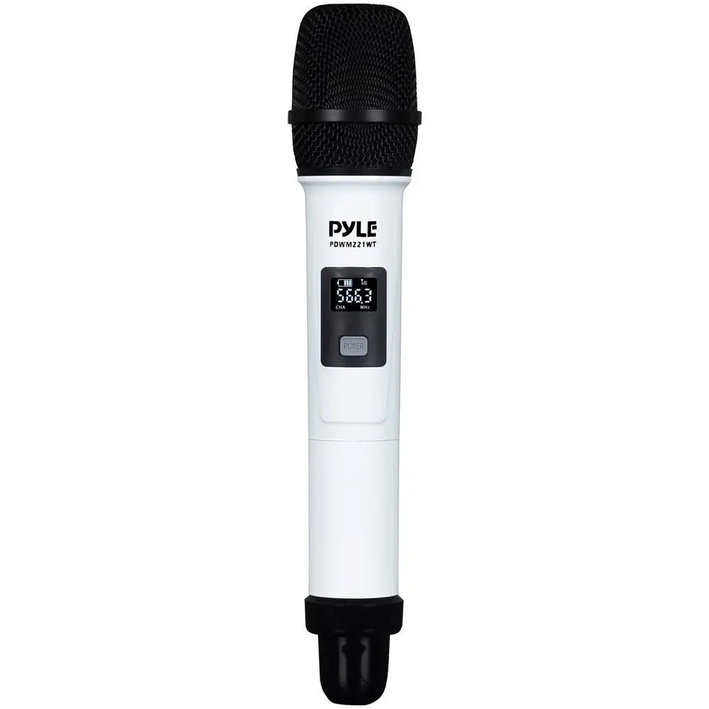 Wireless Microphone System 4-Channel UHF LCD Display White Wireless Microphone System 4-Channel UHF LCD Display White