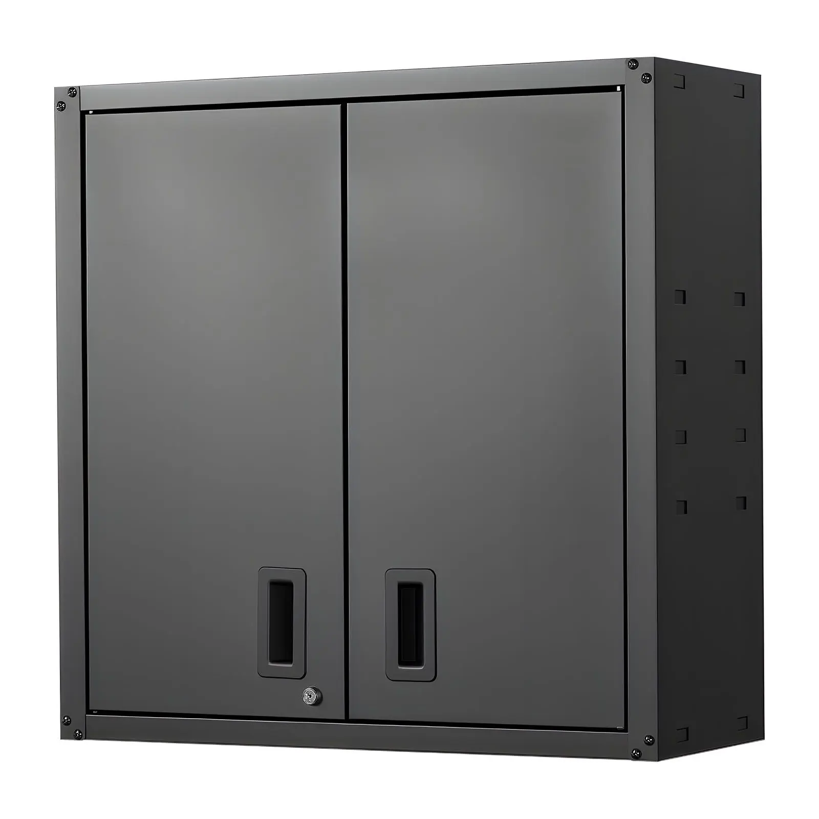 Heavy-Duty Lockable Wall-Mount Metal Wall Cabinet, 30W x 12.2D x 30H in, Steel Floating Storage Cabinet with Locking Doors, Adjustable Shelf for Garage, Kitchen, Assembly Required, Black, Heavy-Duty Wall Cabinets, Lockable Wall Cabinets