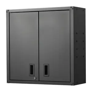 Heavy-Duty Lockable Wall-Mount Metal Wall Cabinet, 30W x 12.2D x 30H in, Steel Floating Storage Cabinet with Locking Doors, Adjustable Shelf for Garage, Kitchen, Assembly Required, Black, Heavy-Duty Wall Cabinets, Lockable Wall Cabinets
