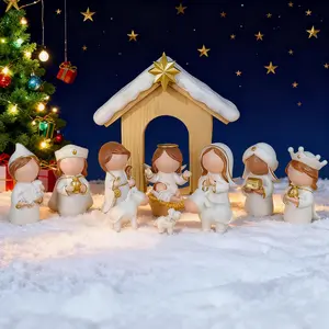 Christmas Nativity Set 12 Pieces Mini Nativity Scene Figurines for Indoor Tabletop Xmas Decorations Christmas Figures (White)