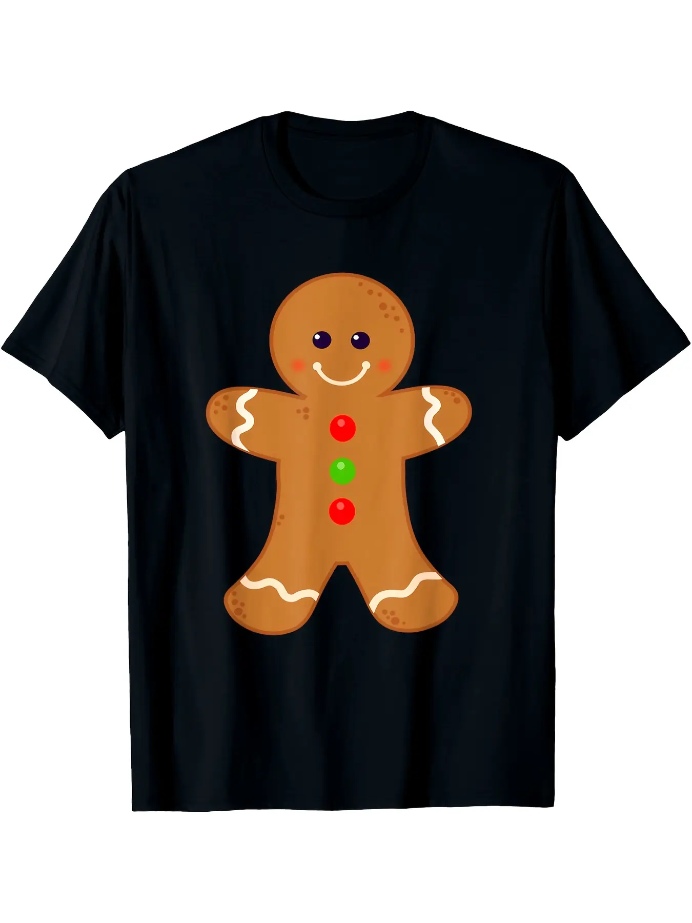 A Festive T-Shirt Featuring a Gingerbread Man Desi unisex soft cotton short sleeve t shirt, vintage graphic casual tee for men women teens, perfect birthday holiday gift for camping travel gym daily street  wear