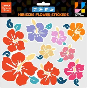 Hibiscus Flower Stickers Decor (Pack Various Sizes)  Waterproof, Fade Proof  Hawaiian Car Accessories  Used for Laptop, Water Bottle, Tumbler, Mug, Phone Case, Window