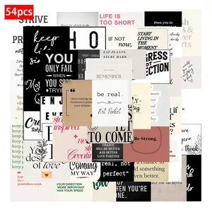 Inspirational Quote Sticker Set 54pcs, Cute Decorative Stickers for DIY Projects, Perfect for Water Bottles, Laptops, Phone Cases, Casing
