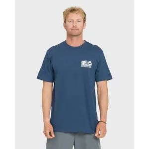 Quiksilver | Reverse Cut Classic Short Sleeve Cotton T-Shirt | 180g Ringspun Combed Cotton Fabric with Soft Hand | Minimal Palm Tree Screen Print Graphic | No Stiff Print & Perfect for Summer