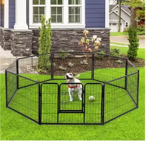 BestOffice Dog Playpen Indoor 24 inch 8 Panels Metal Dog Pen Pet Dog Fence Outdoor Exercise Pen with Doors,Pet Puppy Playpen for RV Camping Yard, Black