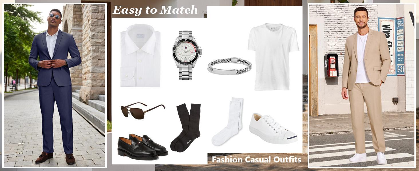 COOFANDY Men's Tracksuit 2 Piece set men Linen Suits Set Regular Fit Casual Lightweight Blazer Jacket and Pants Gift Ideas