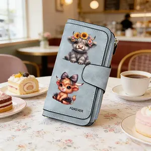 1pc Highland cattle pattern women's long wallet, multi-functional wallet, portable snap coin purse, birthday gift and daily commuting essential, perfect holiday gift, suitable for outdoor, travel and family use, 3.10CYJ-4