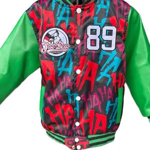 Jae Lew Apparel Green Arms Joker Jacket with Bold '89 Design and Vibrant Color Block Sleeves