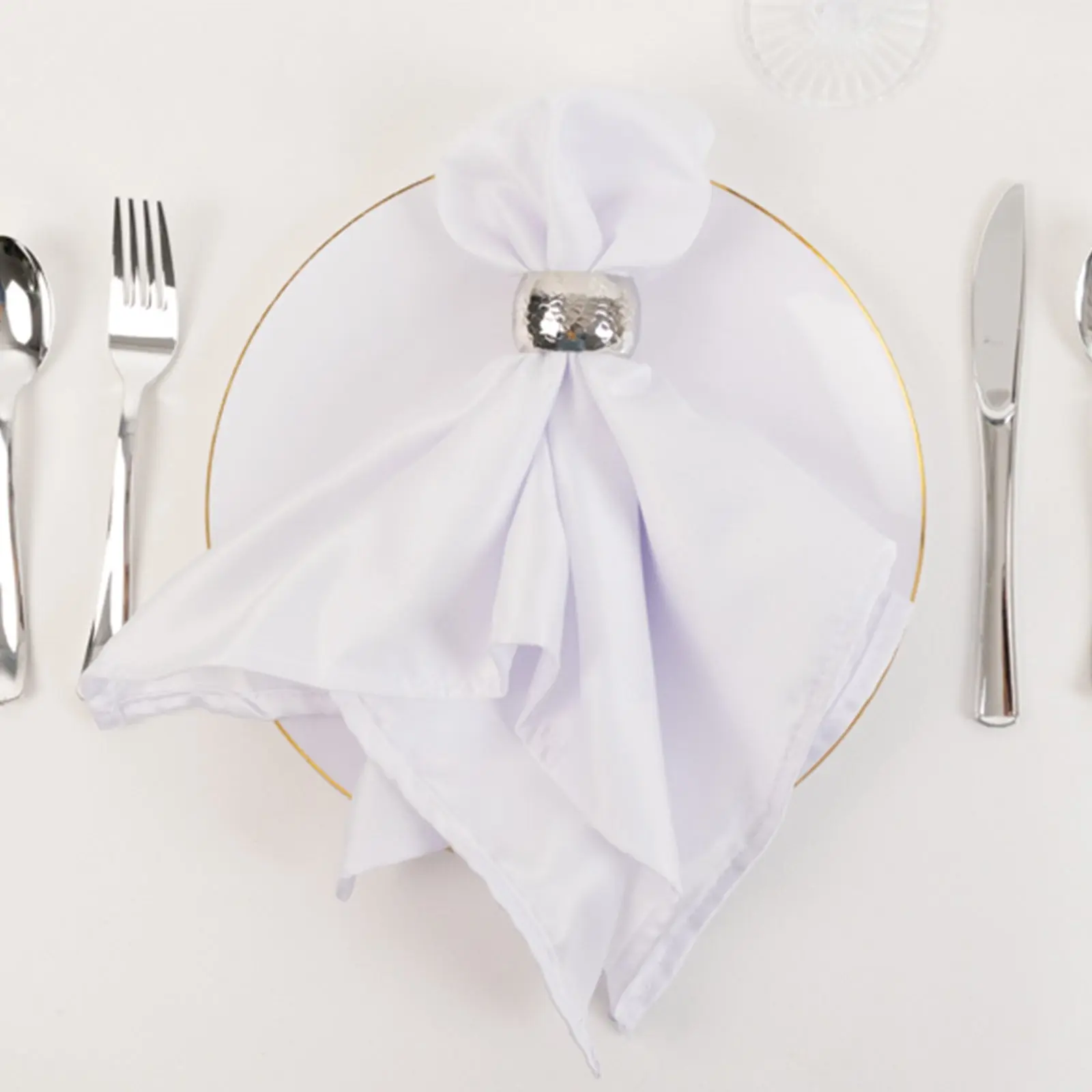 Lamour Satin Square Cloth Napkins (5 Pack, 20"x20", White) - Luxe Soft Matte Textured Tableware for Formal Events, Hotels