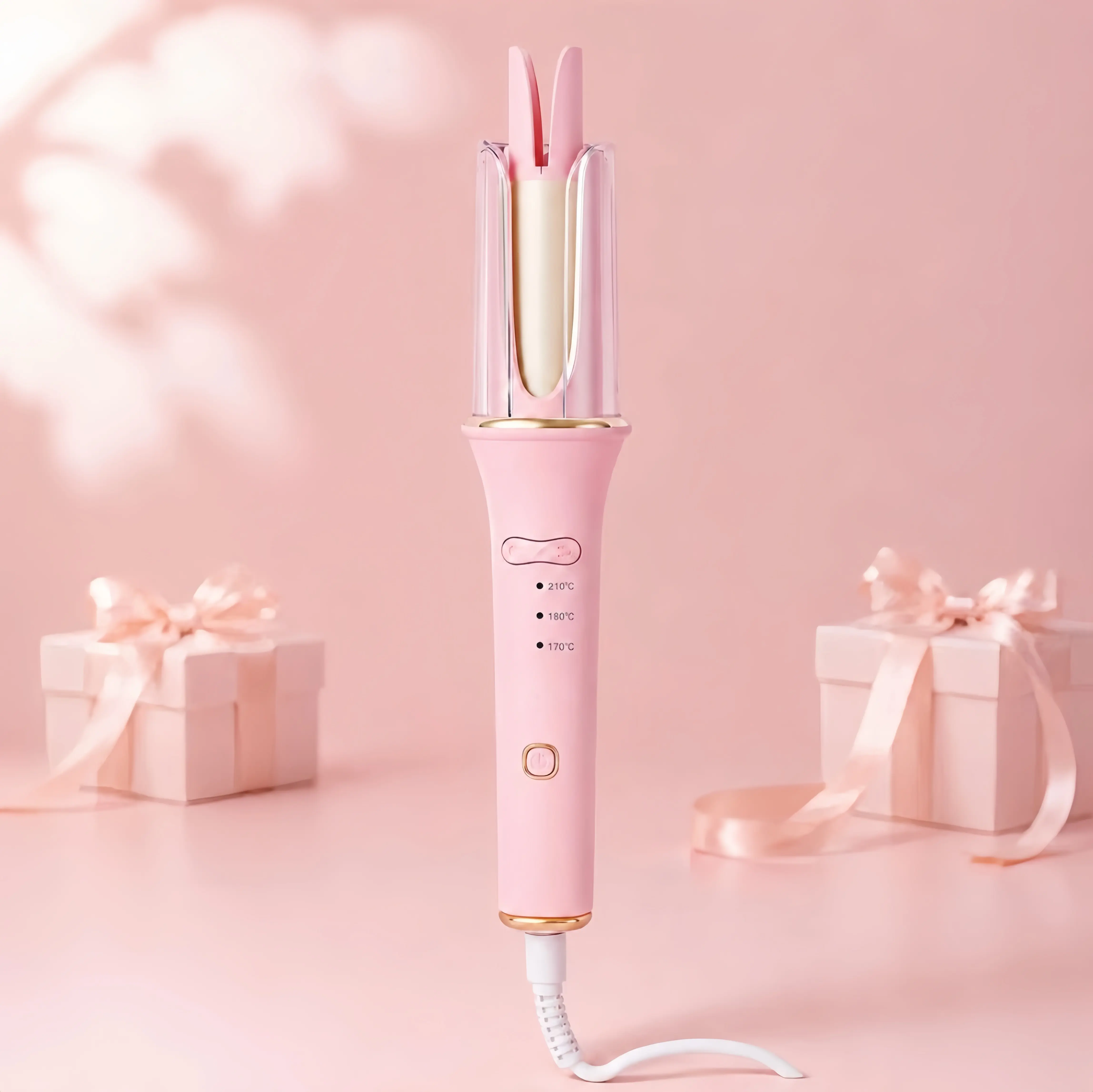 Auto Rotating Curling Iron, 1 Inch/25mm Curls, 360° Cooling Airflow, 5 Temp Setting, Anti Scald, Universal Voltage,  Ceramic Coating, Less Damage, Bouncy & Long Lasting Curls in 5 Minutes ﻿