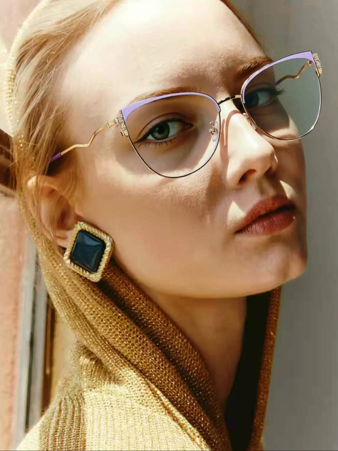 Women's Trendy Cat Eye Frame Glasses, Casual Stylish Glasses, Stylish Eyeglass, Lightweight Comfortable Colored Frames, Versatile Work Commute Eyewear, Fashionable Flat Lenses, Anti Blue Glasses