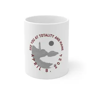 Customized 11oz Ceramic Mug for Coffee, Tea and Chocolate Lovers - BPA & Lead-Free- Solar Eclipse Maine