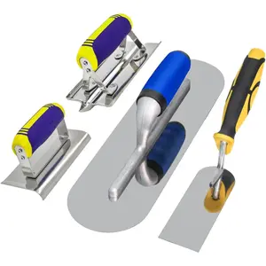 Concrete Tools Set Stainless Steel Pool Trowel and Margin Trowel Plus Concrete Edger and Groover Stucco Cement Kit Masonry Construction Hand Tool