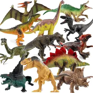 Dinosaur Toys for Kids 3-5, 12 Pack Realistic Plastic Dinosaur Figure Set Including T-Rex, Stegosaurus, Monoclonius, Dino Toys for Boys 5-7 Party Favors, 6 to 7 Inch Large Size