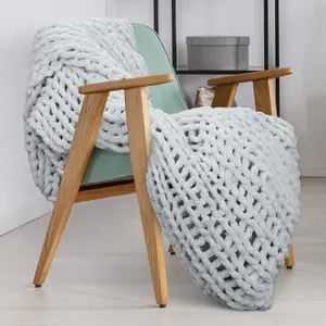 Chunky Knit Blanket, Soft Yarn Knitted Blanket,  Crochet Chenille Blanket, Decorative Cable Knitted Throw Blankets for Couch, Bed, Sofa, 50"x60"