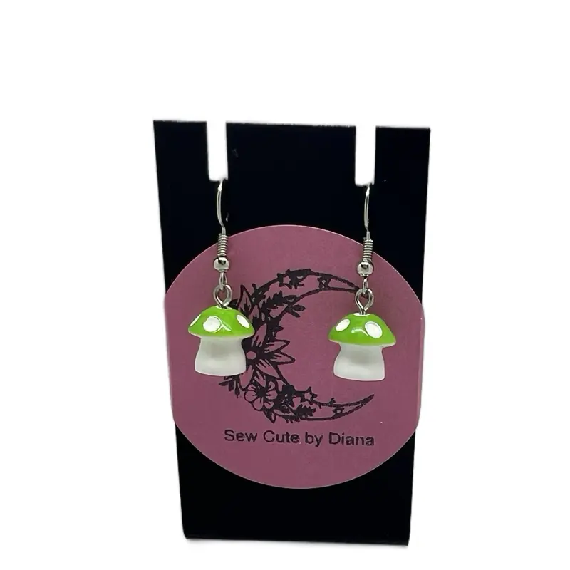Handmade Colorful Mushroom Dangle Earrings