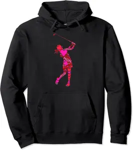 Pink Red Heart Love Mom - Womens Golf Mama Mother's Day Pullover Hoodie - Nicollev Shop 73B09Z8V8MQW