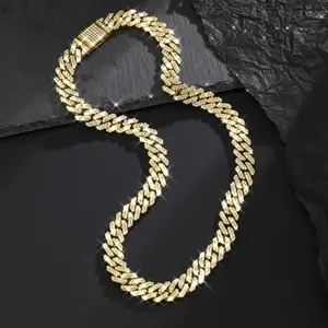 1pc Hip Hop Y2K Style Synthetic September Birthstone Rhinestone Cuban Link Chain, Alloy Iced Out Jewelry, Unisex, With For Daily Wear & Gift-Giving
