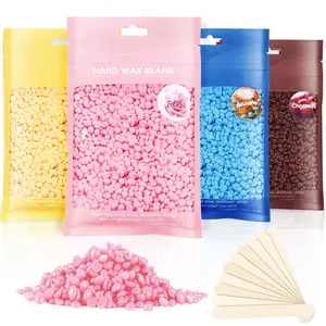 Hard Wax Beads, Professional Wax Beads for Hair Removal 400g Hair Wax with 10 Pcs Wood Sticks for Full Body Brazilian Bikini Fa