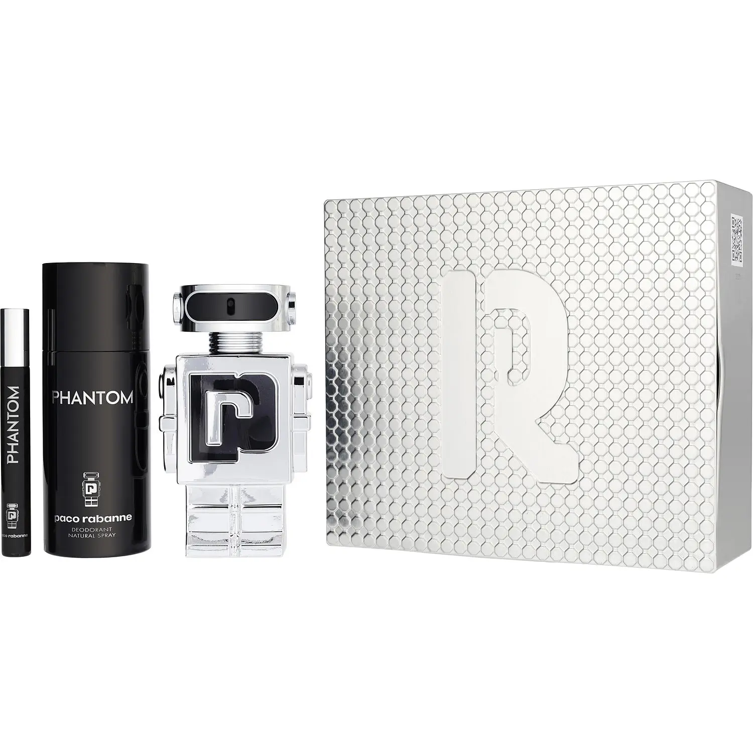 Paco Rabanne Phantom Set-Edt Spray 3.4 Oz & Deodorant Spray 5 Oz & Edt Spray 0.33 Oz Mini For Men
