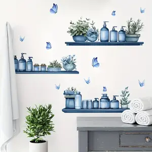 A new-style blue bathroom accessories wall sticker for bathroom background walls, a wall sticker for beautifying and decorating home, M12079