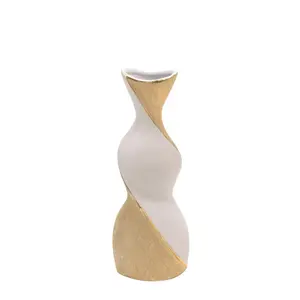 Sagebrook Home  16 in. Twisted Vase, White & Gold