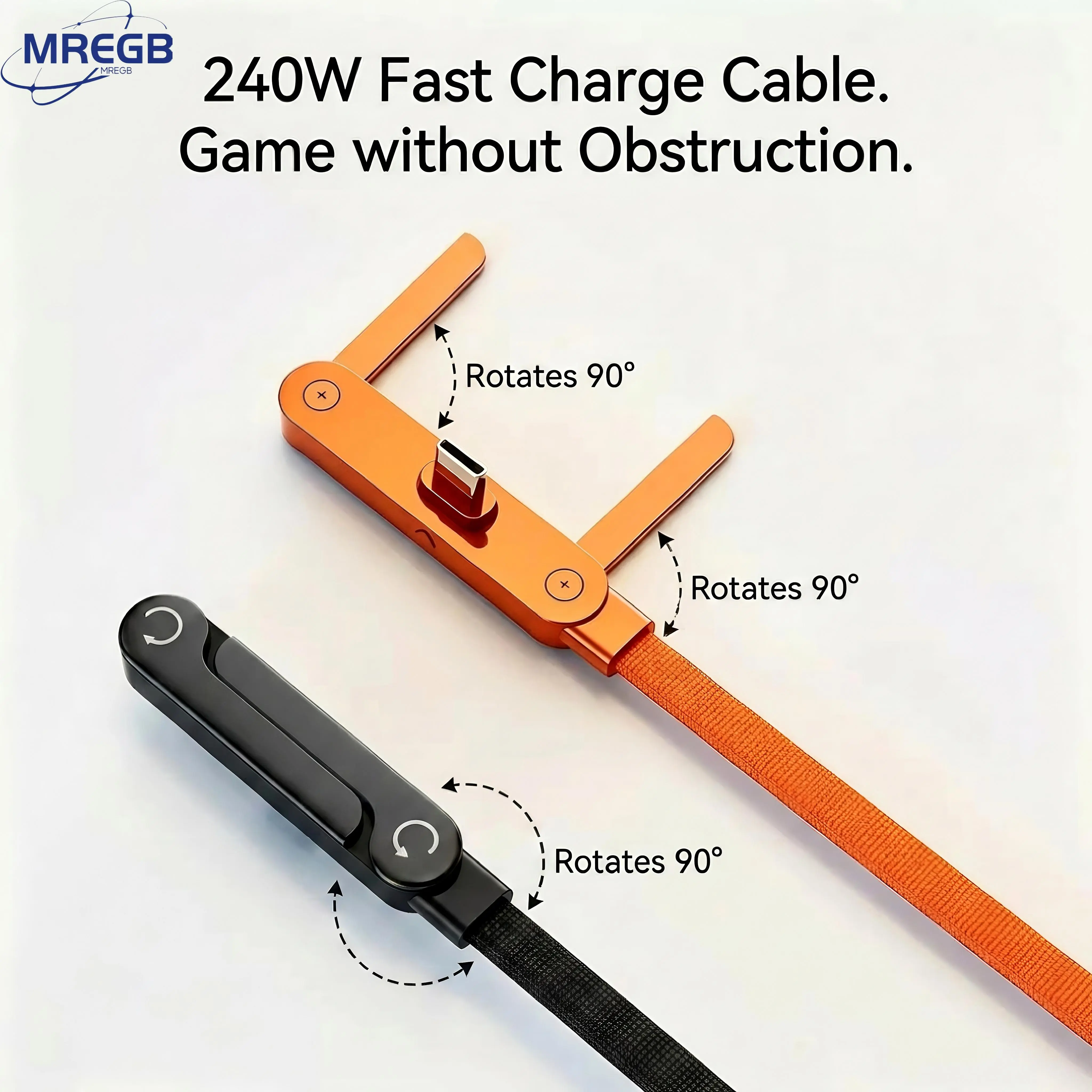 MREGB 240W Fast Charging Cable with Hidden Phone Stand – 2-in-1 Type-C ...
