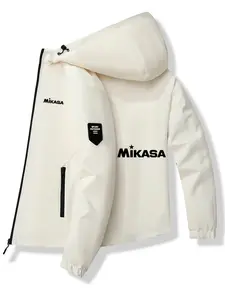 Trendy Star Embroidered Hooded Coat, Premium Polyester Fiber, Detailed Print Craftsmanship, Slim-Fit Design, Casual Spring & Fall Jacket