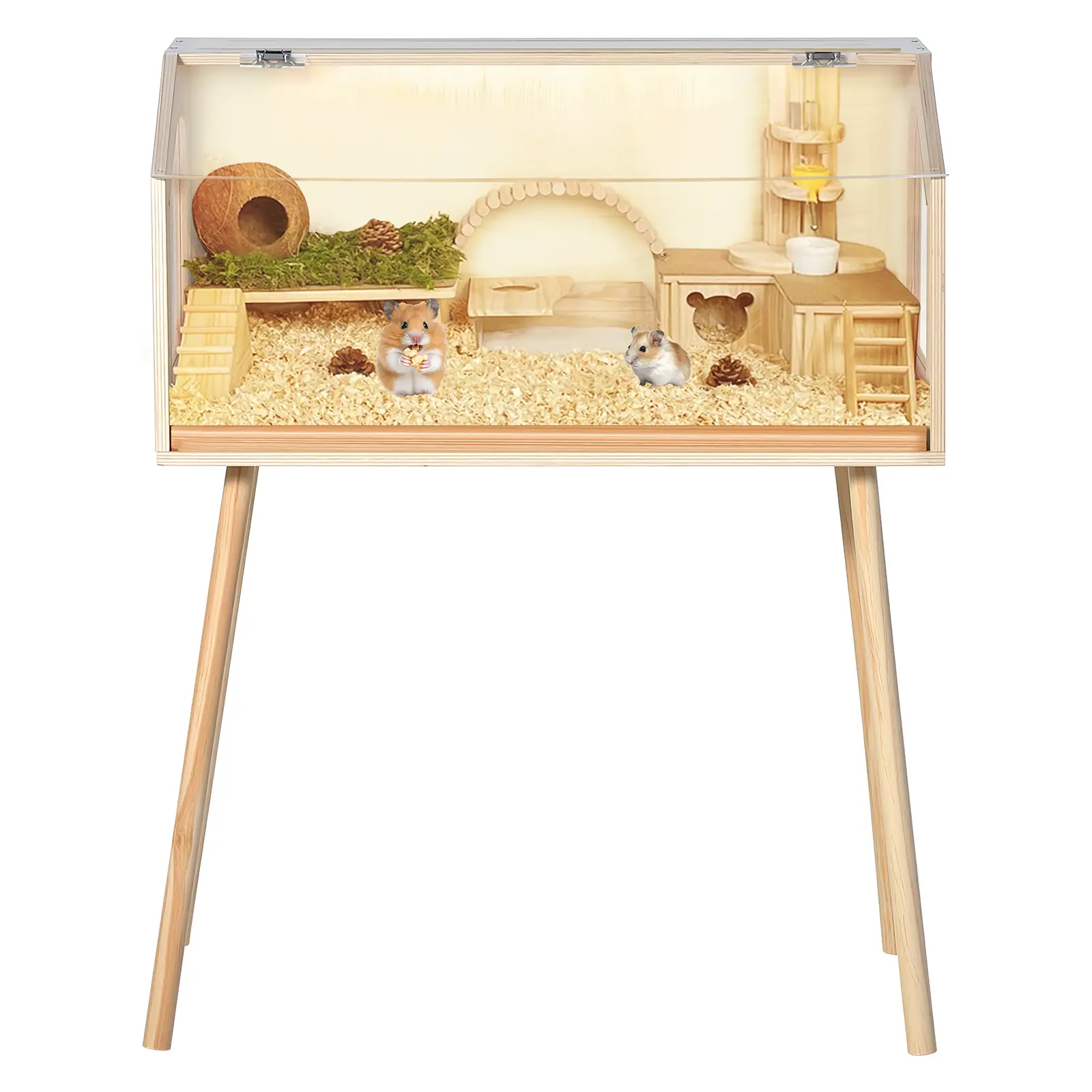 Hamster Cage with Legs, 40" L x 20" W x 47.5" H Large Hamster Habitats Enclosure with Acrylic Window & Openable Top