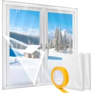 2 count Window Plastic Insulation Kit '' x 63'', Window Insulation Covering Film for Winter, Heavy Duty Clear Shrink Film Window Seal Kit to Keeps Cold Air Out and Warm Air in