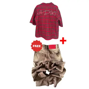 RED FLANNEL + FREE BAGGY DENIM