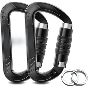 3inch Heavy Duty Auto-Locking Carabiner Clips - 12KN/2697lb Lightweight Keychain Carabiners for Camping, Hiking, Hammocks & Dog Gear (Sturdy Twist-Lock)