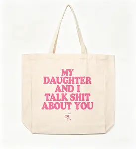My Daughter And I Talk Shit About You Tote Bag, Funny Mom Daughter Quote Canvas Tote, Sarcastic Humor Tote Bag, Mother Daughter Gift Tote, Mom Life Casual Shoulder Tote, Reusable Grocery Canvas Tote, Funny Statement Tote Bag, Daily Use Casual Tote