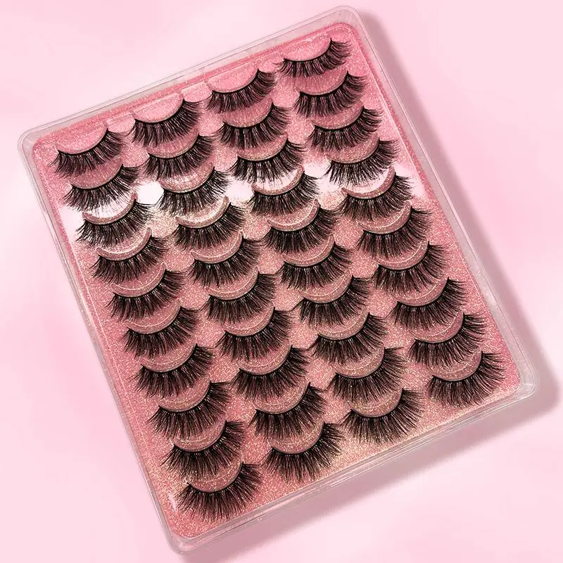 20 Pairs Wispy Look Faux Cluster Lashes, Natural Curling Eye Makeup Strip Lashes, Full Volume Eyelash for Lashes Extension, Volumized False Eyelashes