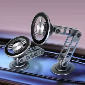 Car Phone Holder Magnetic Multi-angle Adjustable Metal Folding Bracket Strong Magnet Car Navigation Stand Robotic Arm Style
