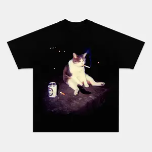 EMO Cat Printed Design Unisex Crew neck T-Shirt & Sweatshirt,High-Quality Print,