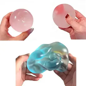 Maltose Squishy Ball, Blue & Pink Slow Rebound Stress Relief Toy, Soft Jelly Texture Squeeze Fidget for Anxiety, Sensory Decompression Toy for Kids & Adults