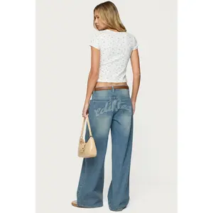 Graphic Vintage Washed Low Rise Baggy Jeans