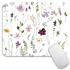Square Mouse Pad Beautiful Flowers Plants, Personalized Premium-Textured Custom Mouse Mat Design, Washable Mousepad Lycra Cloth, Non-Slip Rubber Base Computer Mouse Pads for Wireless Mouse