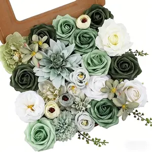 Gradient Artificial Rose Material Kit for Wedding Bouquets, Home Decor, Realistic Floral Arrangements, Easy to Use