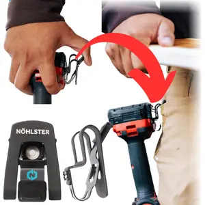 Nöhlster Locking Drill Clip – A Tool Holster Alternative for Cordless Drills and Impact Drivers – The Security of a Holster. The Simplicity of a Clip. No Holster Required.