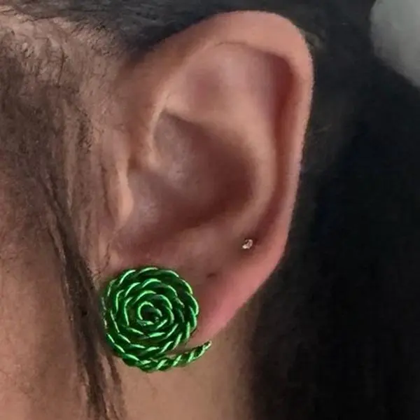 Green - Braided Echo Loop (Non Pierced Earring)