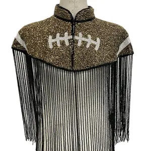 Touchdown Football Hand Beaded Fringe Cape