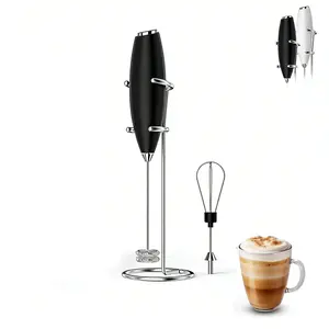Powerful Milk Frother Wand - 2in 1 Handheld Coffee Frother and Egg Whisk - Portable Mini Frother with Stand - Blending Drink Blender and Frother for Coffee, Latte, Matcha, Hot Chocolate, Coffee Making Tool