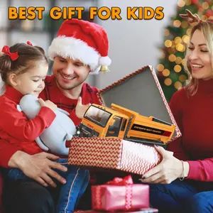 RC Dump Truck Toy for Boys 3 Remote Control Construction Toys Vehicle with Two Batteries Realistic Light and Engineer Music Outside Sand RC Construciton Truck for Boys 3+ Year Old Birthday Gifts