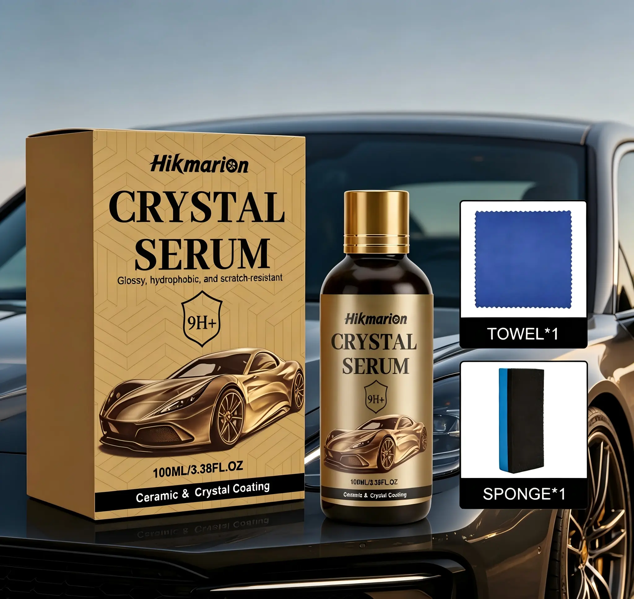 Moxirea 100ml 9H+ Car Crystal Coating Original Liquid - Car Wax Ceramic Coating for Automotive Paint Care with Advanced Ceramic Tech, Dustproof, Waterproof, Long-Lasting Luster