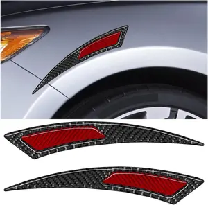 PCS Carbon Fiber Car Wheel Eyebrow Strips, Self Adhesive Fenders Flare Protector Guards Car Wheel Well Arch Decorative Strips, AntiCollision Auto Side Bumper Protection Sticker(Red)