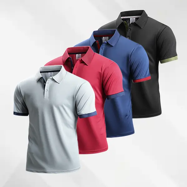 Men's 4-Pack Short Sleeves Quick-Drying Breathable Top - Basic Sweat Menswear, Sporty Chic Casual Style, Suitable for Outdoor, Office, Colorblock