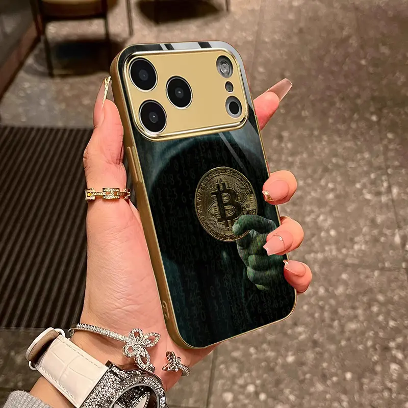 Soft Silicone Bitcoin Stock Market Pattern Phone Case - Shockproof Full Coverage Case for iPhone 17,16,16 Plus,15,14,13,12,11 - Fits iPhone Smartphone Devices